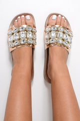 Rose Gold Embellished Sliders - Harmani-Sliders