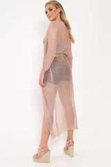 Rose Gold Knit Maxi Cardigan - Shalyn-Jackets