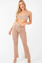 Rose Gold Metallic Halter Neck Bralet - Nyella-Bralets