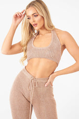 Rose Gold Metallic Halter Neck Bralet - Nyella-Bralets