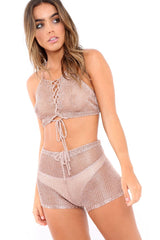 Rose Gold Metallic Knit Co-ord - Jaidyn-Co-ords