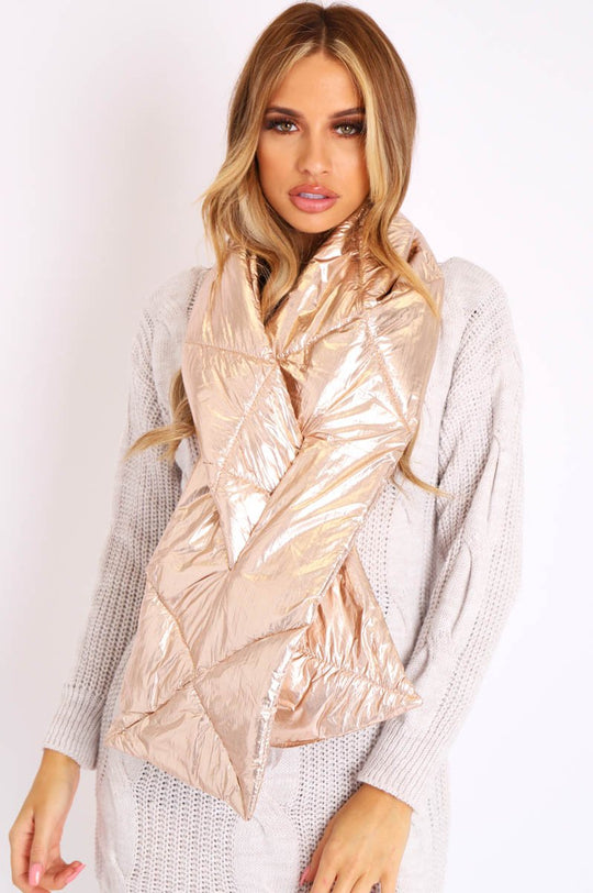 Rose Gold Metallic Padded Scarf - Haizel