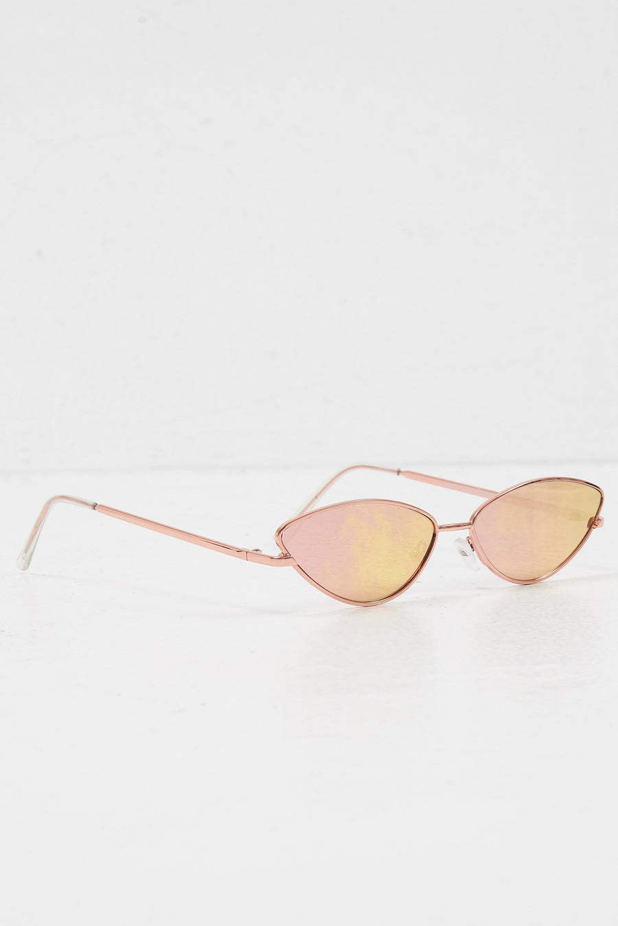 Rose Gold Small Cat Eye Metal Frame Sunglasses - Stefani-Sunglasses