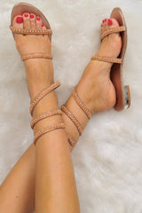 Rose Gold Spaghetti Pearl Sandals - Saidy-Sandals