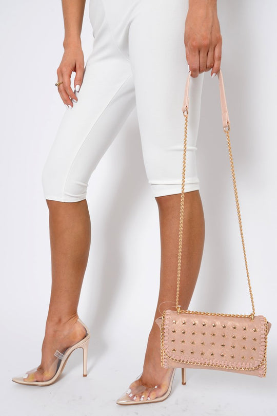 Rose Gold Star Studded Metal Edge Clutch Bag -Teri