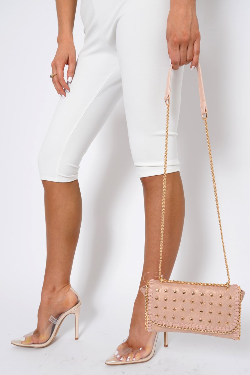 Rose Gold Star Studded Metal Edge Clutch Bag -Teri-Bags