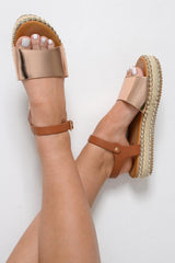 Rose Gold Studded Sole Platform Sandals - Yuli-Sandals