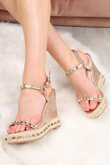 Rose Gold Studded Wedges - Darcy-Wedges