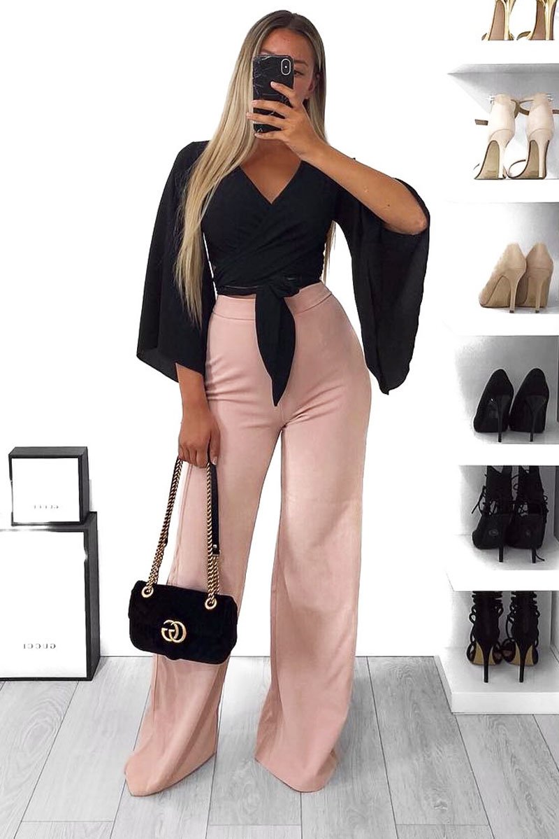 Rose High Waist Flare Trousers -Tisha-Trousers