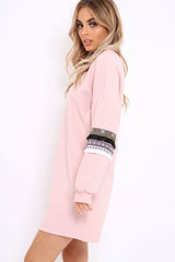 Rose Jumper Dress with Sleeve Trim Detail - Hermina-Dresses