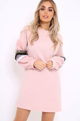 Rose Jumper Dress with Sleeve Trim Detail - Hermina-Dresses