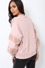 Rose Jumper with Fur on Front and Sleeves - Mercedes-Jumper