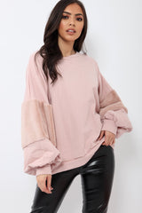Rose Jumper with Rose Fur Sleeves - Stephanie-Jumper
