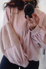 Rose Jumper with Rose Fur Sleeves - Stephanie-Jumper