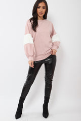 Rose Jumper with White Fur Sleeves - Stephanie-Jumper