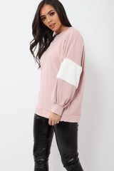 Rose Jumper with White Fur Sleeves - Stephanie-Jumper
