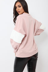 Rose Jumper with White Fur Sleeves - Stephanie-Jumper