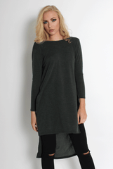 Rose Khaki Drooped Back Jumper-Knitwear