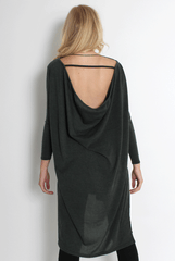 Rose Khaki Drooped Back Jumper-Knitwear