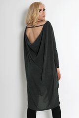 Rose Khaki Drooped Back Jumper-Knitwear