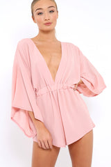 Rose Kimono Plunge Playsuit - Alisa-Playsuits