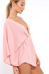 Rose Kimono Plunge Playsuit - Alisa-Playsuits