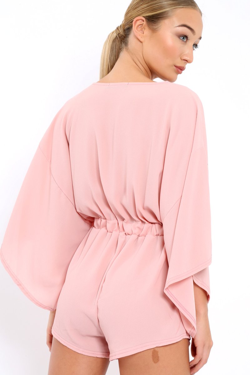 Rose Kimono Plunge Playsuit - Alisa-Playsuits