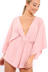 Rose Kimono Plunge Playsuit - Alisa-Playsuits