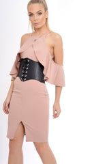 Rose Lace Up Corset Belt Dress - Shlya-Dresses
