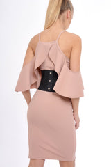 Rose Lace Up Corset Belt Dress - Shlya-Dresses