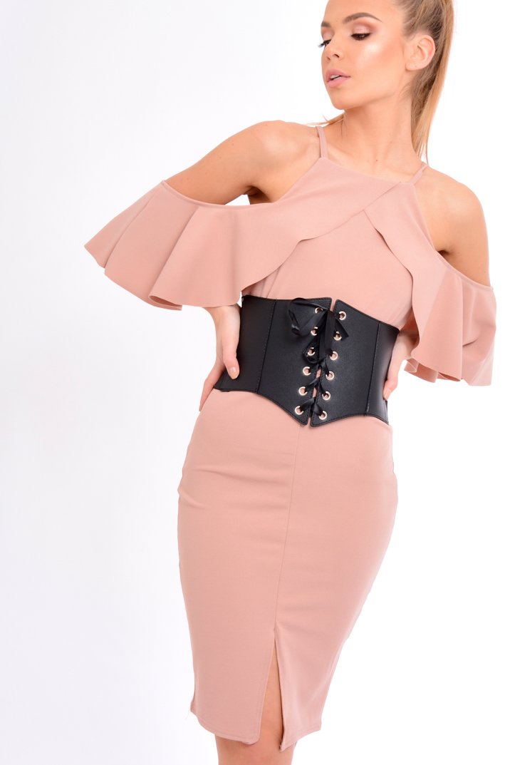 Rose Lace Up Corset Belt Dress