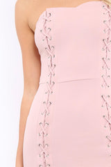 Rose Lace Up Front Bandeau Mini Dress - Lily-Dresses