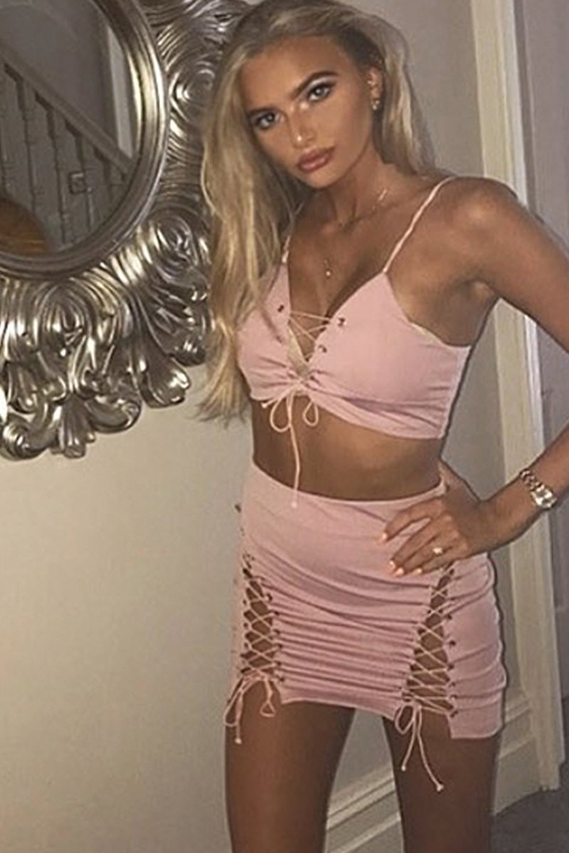 Rose Lace up Front Co-ord Set - Presley-Co-ords