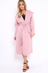 Rose Long Length Waterfall Belted Coat - Cindy-Coats