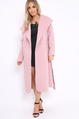 Rose Long Length Waterfall Belted Coat - Cindy-Coats