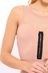 Rose Mesh Panel Eyelet Detail Bodycon Dress - Lolita-Dresses