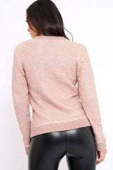 Rose Metallic Knit Bomber Jacket - Freya-Jackets