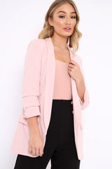 Rose Open Front Ruffled Sleeves Blazer - Kanna-Jackets