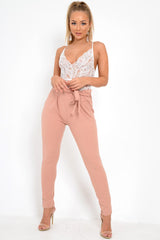 Rose Paper Bag Tie Waist Cigarette Trousers - Karmen-Trousers