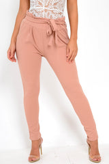 Rose Paper Bag Tie Waist Cigarette Trousers - Karmen-Trousers
