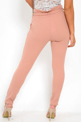 Rose Paper Bag Tie Waist Cigarette Trousers - Karmen-Trousers