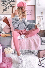 Rose Paper Bag Tie Waist Cigarette Trousers - Karmen-Trousers