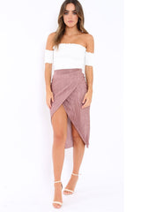 Rose Pleated Wrap Over Skirt - Monica-Skirts