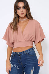 Rose Plunge Crop Top - Suzanne-Crop Tops