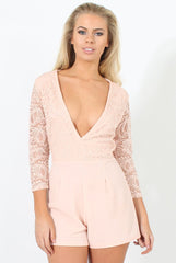 Rose Plunge Playsuit - Lesley-Playsuits