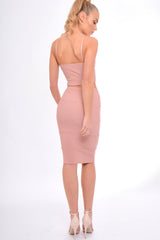 Rose Ribbed Plunge Bodycon Co-ord - Theodora-Co-ords