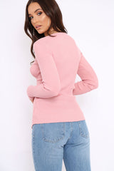 Rose Ribbed Thin Knit Wrap Top - Jordi-Tops