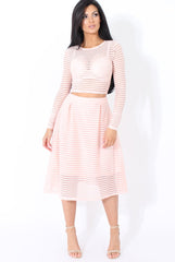 Rose Semi Sheer Stripe Crop Top - Alix-Crop Tops