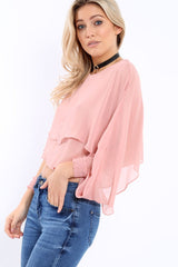 Rose Sheer Batwing Frill Layer Top - Pip-Tops