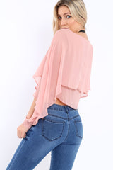 Rose Sheer Batwing Frill Layer Top - Pip-Tops